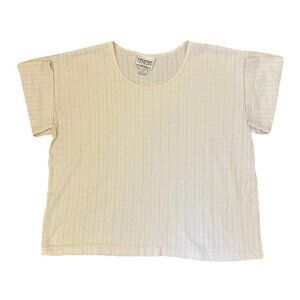 Venezia Vitale Womens Blouse Top Size 14 / 16 Cream Short Sleeves Round Neck GUC